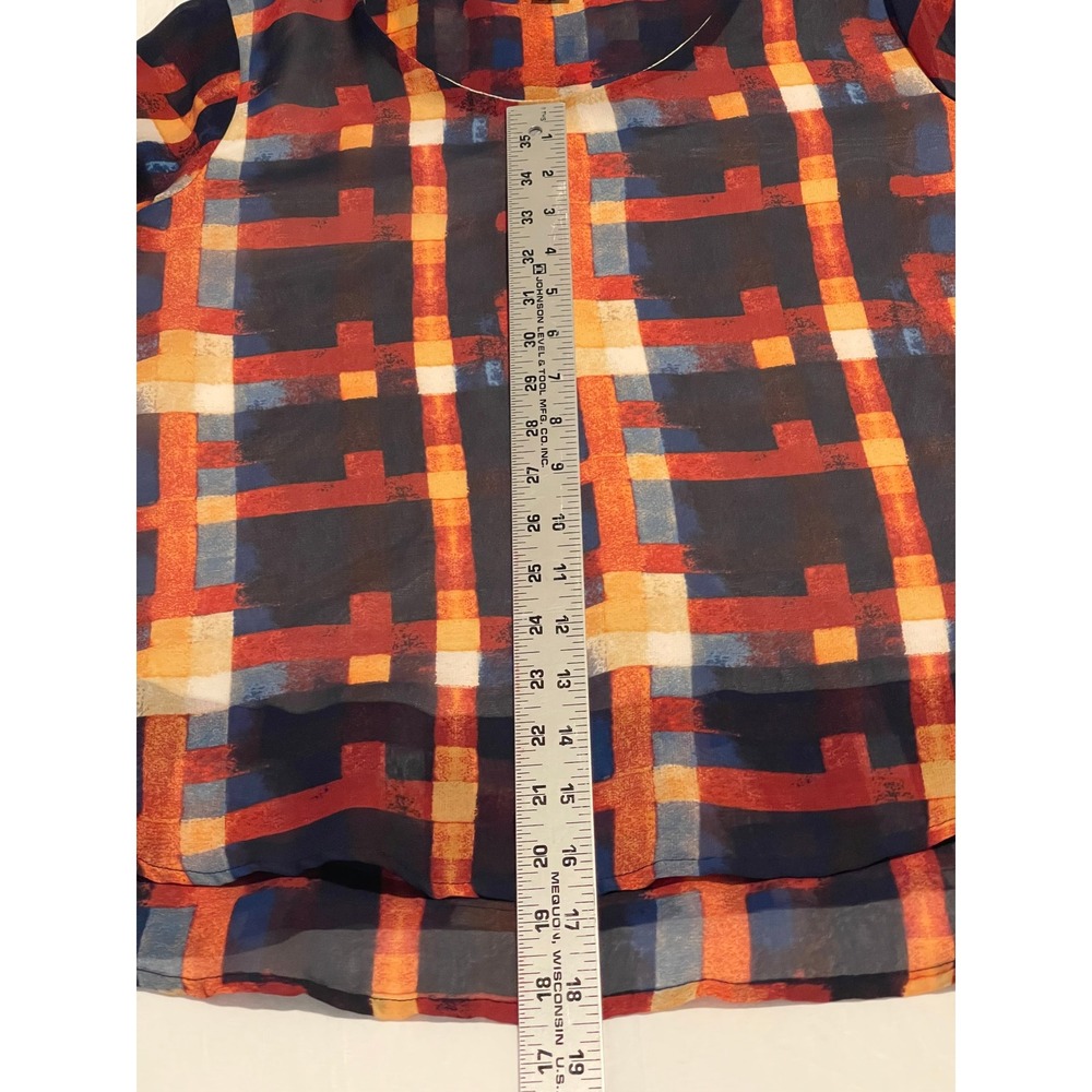 00718 Emerge World Wear Plaid Overlay‎ Tunic Top Women's Size S - Picture 7 of 9